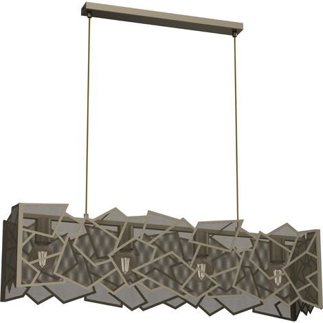 Suspension Luminex Camo barre métal ajourée dorée 4xE27