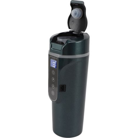 Bouilloire électrique de voiture avec écran intelligent de 500 ml, tasse chauffante portable pour voiture, 12 V/24 V, verte (1/5)