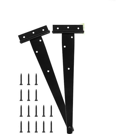 charniere Porte Lourde 2 Pcs, Charnires En T 12 Pouces, Charnire De Porte De Garage Robustes, Charnire En T Noires Avec Vis, Charniere Plate Inox (1/5)