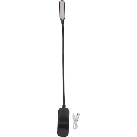 Lampe de lecture à Clip, Rechargeable par USB, 3 niveaux de luminosité, gradation continue, 8 LED, soins oculaires, aide au sommeil, noir (1/5)