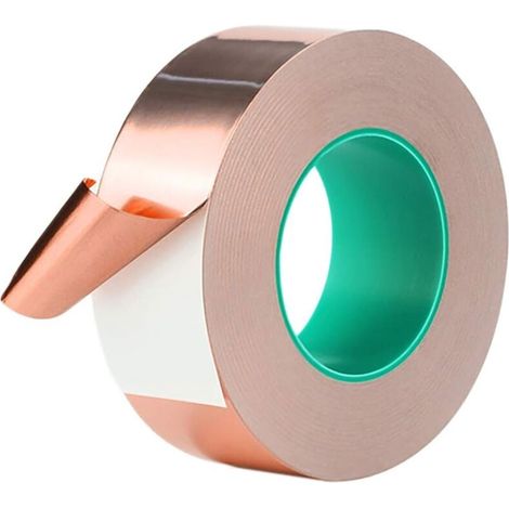 Copper Foil Double Sided Tape Electrically Conductive Tape 1pcs 0.05mm x 10mm x 20m Conductive Adhesive for EMI Shielding Paper Circuits Electrical Repairs MUMU (1/4)