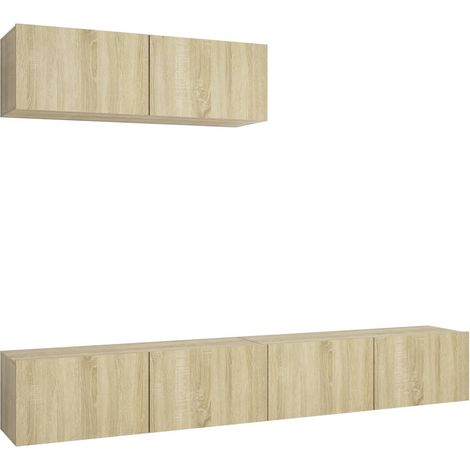 Mobile TV multimediale scaffale per televisione credenza televisione sala da pranzo soggiorno camera da letto 3 pezzi rovere Sonoma derivati del legno marrone 020028685