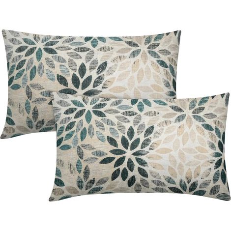 Funda de almohada Tilsea Dahlia para la cintura, 30 x 50 cm, estampado floral geométrico rústico, beige/marrón claro/gris, decoración estilo casa de campo, juego de 2 piezas.