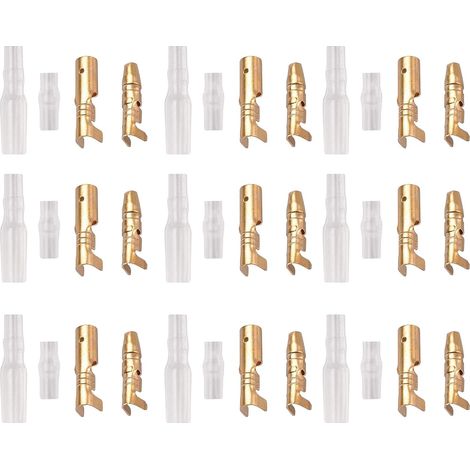 Jeux de 50 balle Connecteur cosses électriques Mâle et femelle Terminal isolateur 3.9mm laiton avec housses pour moto