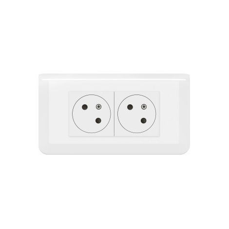 Legrand - Mosaic Link - LOT - Double prise de courant 2P+T avec plaque blanche et support - Ru00e9f : 278164L+080252+277814L (1/5)