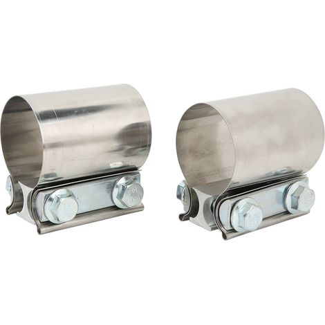 Lot de 2 colliers bande échappement joint bout amortisseur acier inox 304 universel 2in vis M14 (1/5)