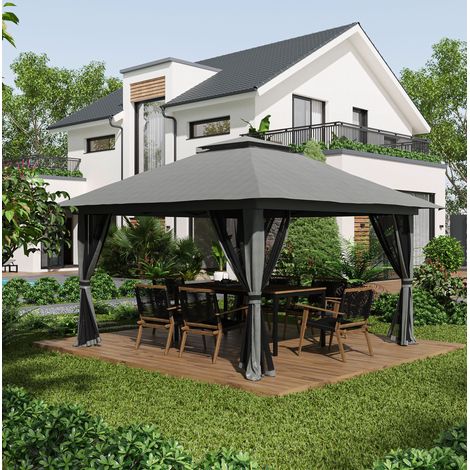 Gazebo pieghevole da giardino 4x4 m regolabile OKMYHOME (1/5)