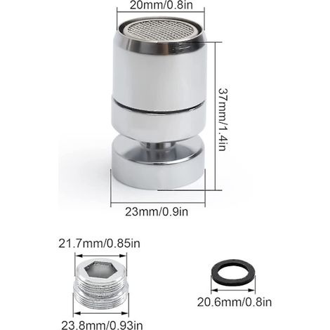 Aérateur de robinet, tête rotative à 360°, support d'aérateur, aérateur économe en eau pour robinet de cuisine, salle de bain, jet d'air et jet de douche, 22 mm Ex (1/3)