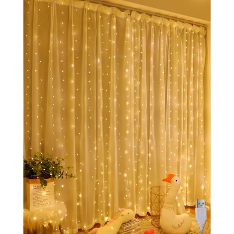 Guirlandes lumineuses Noël Extérieur, Rideau Lumineux Extérieure et Intérieur 3m x 2 m, 8 Modes Étanche Guirlande Rideau Lumineuse pour Noël Décor Mural Fenêtre Mariage Fête Anniversaire