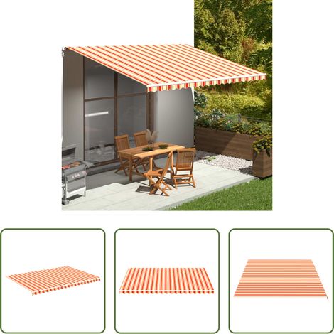 Terrassen-Sonnenschutz -  Markisenbespannung Gelb und Orange 5x3,5 m (1/5)