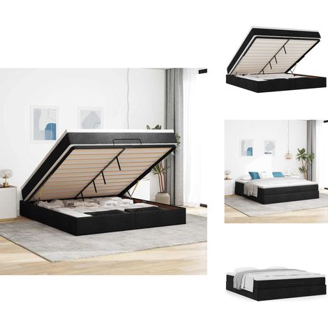 Ottoman-Bett mit Matratze Schwarz 160x200 cm Stoff - Ottoman-Bett - Ottoman-Betten - Bettrahmen - Bettgestell (1/5)