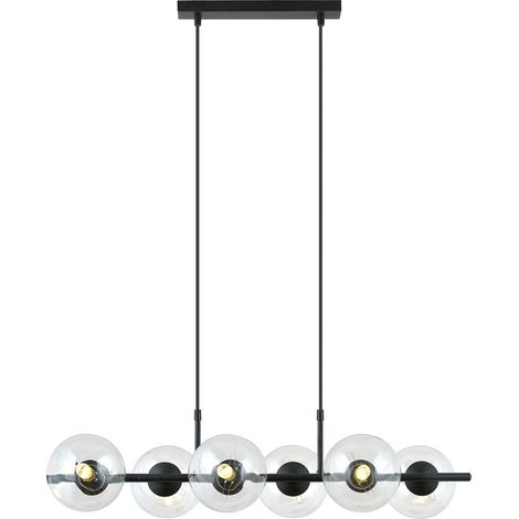 Lampadario a sospensione RORY 6 luci nero trasparente (1/5)