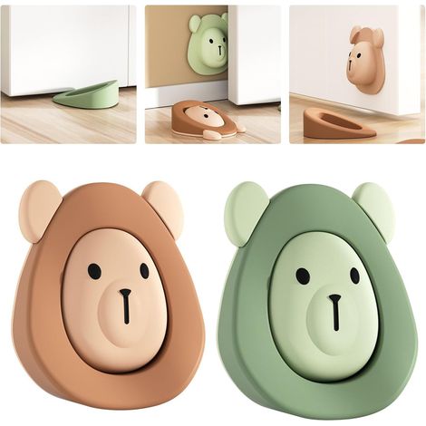 Dos topes de puerta de plástico diseñados específicamente para habitaciones infantiles no requieren taladrar, se montan en la pared. (1/3)