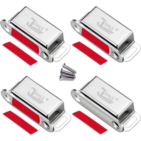 QAZQA Aimant Porte Placard 4 Pièces Loquet Magnetique de Porte Acier Inoxydable Fermeture Aimant de Meuble pour Placard Fermoir Aimanté Porte pour Tiroirs Porte de Douche Armoire Placard (1/5)