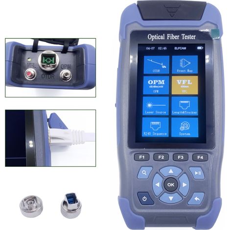 Elfcam® - ELF-3800 OTDR pour FTTH, 24dB/22dB 1310nm/1550nm, Portable 4 en 1 OTDR + VFL+ OPM + OLS, OTDR Testeur Fibre Optique/Réflectomètre du Domaine Optique, Jusqu’à 60km.