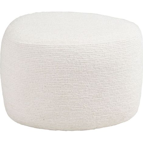 Pouf tissu velours texturé blanc - JOANY (1/5)