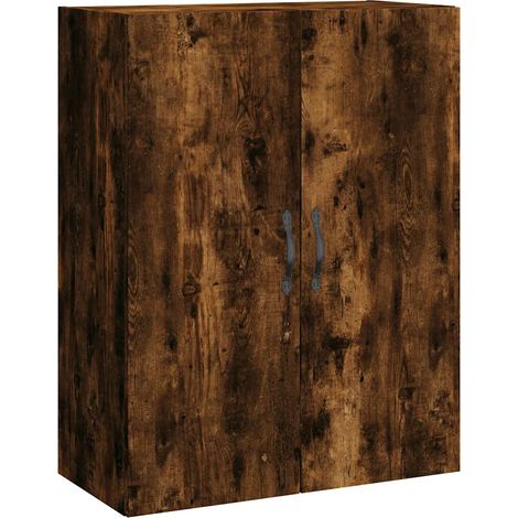 Mobiletto a muro versatile e di design 69,5 x 34 x 90 cm elegante spazio contenitivo in legno composito effetto rovere affumicato 020049293