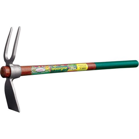Leborgne – Serfouette 22 cm panne et fourche – Manche bois 50 cm – Pour terres meubles et massifs – Confort d'utilisation léger et maniable