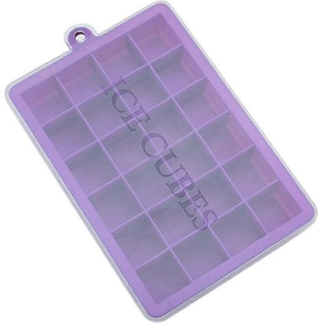 Moule à glaçons en silicone à 24 alvéoles, grand moule carré avec couvercle A (1/5)