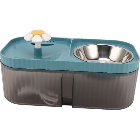 Fontaine à eau pour chat, gamelle haute capacité et silencieuse 2 en 1, distributeur d'eau et distributeur de croquettes bleu (1/5)