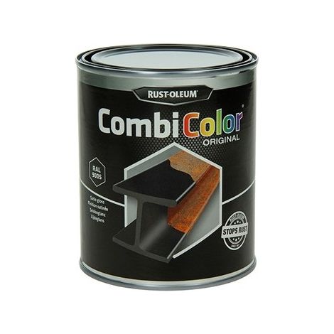 Rust-Oleum CombiColor Laque antirouille pour métal noir satiné 250 ml – Primaire et finition 2-en-1