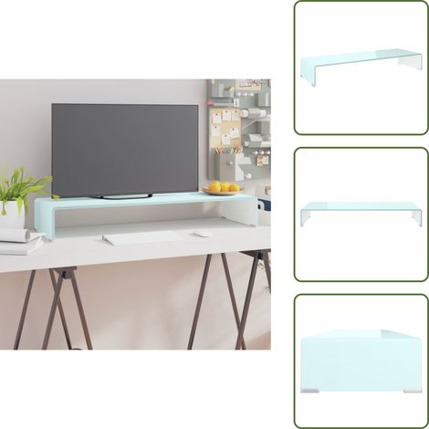 The Living Store Mueble TV/Elevador de monitor cristal verde 90x30x13 cm - Estante de vidrio