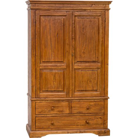 Armoire en bois de tilleul massif 197x120x59 cm Armoire rustique en bois 2 portes Armoire de chambre Made in Italy (1/5)