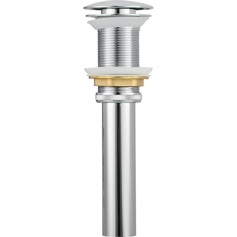 Bonde de Lavabo sans Trop Plein, Bonde de Lavabo Laiton Tirette, Bonde de Lavabo Pop Up, Chrome (1/5)