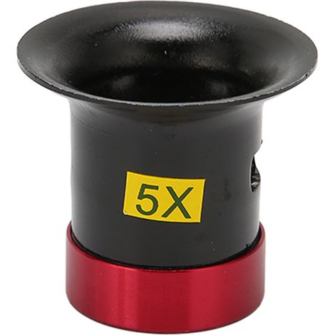 Loupe Horloger 5x Grossissement, Bords Arrondis, Boîtier Aluminium Rouge et Noir, Loupe d'Œil pour Réparation et Détail (1/5)