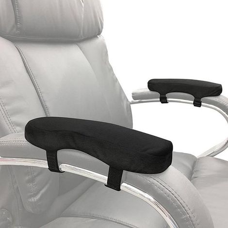 Coussins d'accoudoirs ergonomiques haut de gamme pour chaise de bureau - Coussins universels - Rembourrage souple - Soutien - Noir (lot de 2) (1/5)
