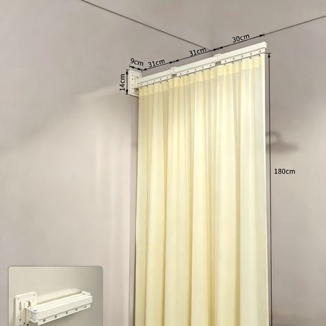 Rideau de douche pliant, étendoir à linge, tringle à rideau de douche pliable, anti-moisissure, imperméable, lavable,à fixation murale(3 plis)jaune (1/5)