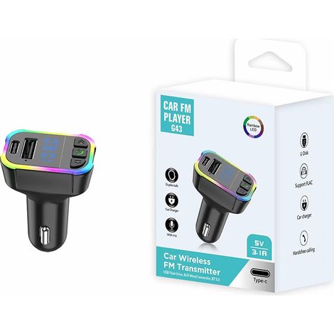 Autoradio Bluetooth mains libres avec transmetteur FM et chargeur allume-cigare – G43 (emballage inclus) (1/2)
