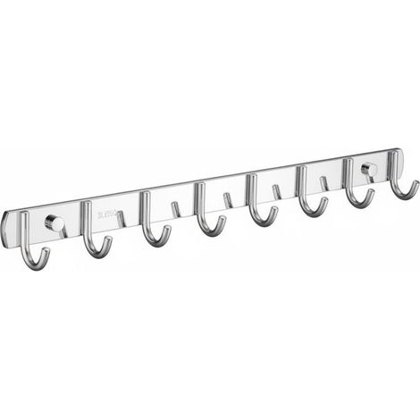 Stainless Steel Wall Hooks, Coat Rack, Hanging Rail, Storage Rack, 304 Stainless Steel, Corrosion Resistant, Drill and Screw Installation, Sturdy, 60.5cm, 8 Hooks (1/5)
