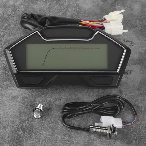Compteur de vitesse 12 V, odomètre, tachymètre 0-10 000 tr/min, indicateur de niveau d'huile et de température d'eau, jauge universelle pour moto (1/5)