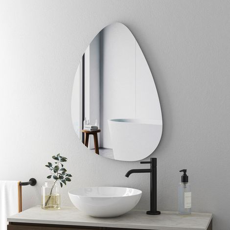 Spiegel Asymmetrischer 65x90cm Badspiegel Asymmetrischer Organischer Wandspiegel Dekorative Spiegel für Badezimmer Wohnzimmer Schlafzimmer Gäste WC (1/5)