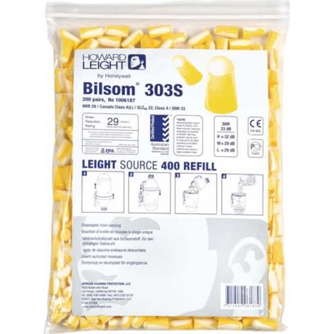 Bilsom 1006187 303S Gehörschutzstöpsel Nachfüllpackung 33 dB einweg EN 352-2   200 Paar