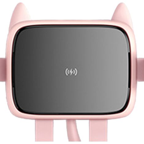 Chargeur de voiture sans fil 2 en 1 15 W avec support de téléphone portable et fixation automatique pour grille d'aération du tableau de bord (rose). (1/4)