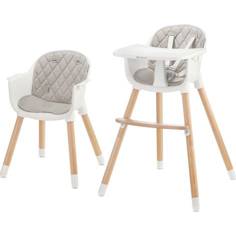 Chaise Haute Bébé 2 en 1, Plateau Amovible, Gris (1/5)