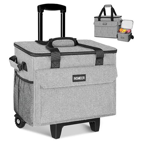 Cooler Bag on Wheels with Mini Lunch Bag, 35L Capacity, Foldable Cooler Bag with Wheels, Portable Trolley Trolley 2 in 1, Cooler Bag for Picnic, Grocery Shopping, Shopping (1/5)