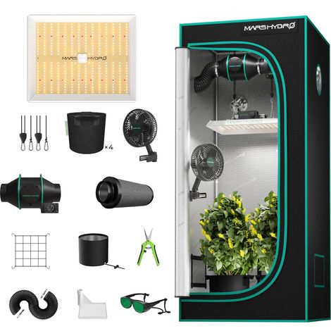 Mars Hydro Growbox Komplettset 80x80x160cm LED TS 1000 150W LED-Wachstumslicht mit Ventilation Clip on fan fü für Zimmerpflanzen