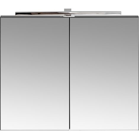 Spiegelschrank 80cm, LED-Beleuchtung, matt schwarz PUEBLA-56-BLACK (1/5)