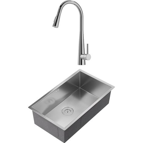 Set lavandino 76 x 45 cm SOELA + rubinetto doccino RONA in Acciaio inox Grigio e cromato (1/4)