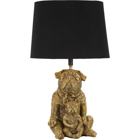 Lampe à Poser en Résine "Chiens" 43cm Or & Noir (1/5)