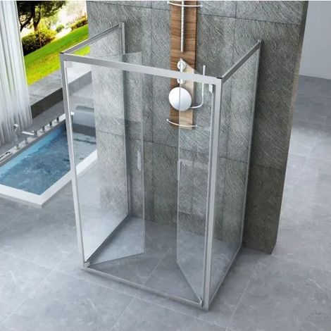 Box Doccia 3 Lati 6 mm Anta Battente Saloon 60 70 80 90 100 110 120 130 140 cm - Misura Box 3 Lati 70x70x70 (1/4)