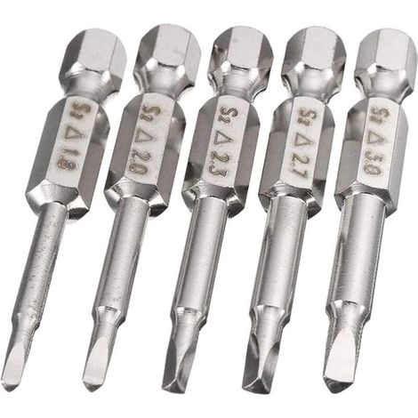 Set of 5 magnetic triangular screwdriver bits (1.8/2/2.3/2.7/3 mm) and 1/4" hex shank triangular drill bits S2 50-AquaForge (1/5)