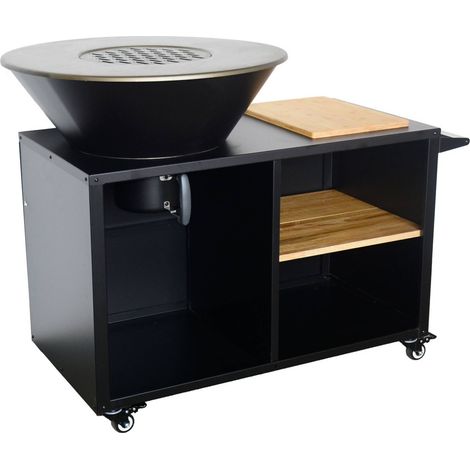 sweeek - Plancha-Feuerschale Ø80cm, Servierwagen mit Stauraum (1/5)