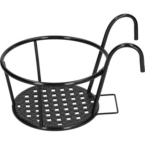 Jardinière à balcon anti-chute pour rambarde, support de pot de fleurs extérieur, noir, pour terrasse et jardin, 1 pièce (1/5)