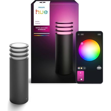 Philips Hue Lucca colonnina di illuminazione esterna intelligente 40 cm antracite IP44 Zigbee Matter (1/5)