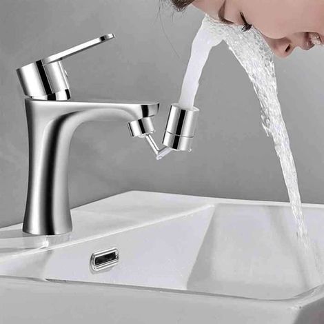 Rubinetto paraspruzzi universale - Rotazione a 720° - Filtro a rete a 4 strati - Grigio - Risparmio idrico (1/4)