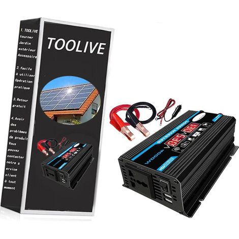 12V auf 220V Sinus-Wechselrichter 4000W Sinus-Netzteiltransformator mit Fernbedienung und zwei AC-Steckdosen für Wohnmobil, Auto, LKW (Google)